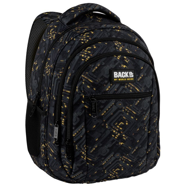 Mochila escolar BackUP O 65 Cyber Grid, vista frontal