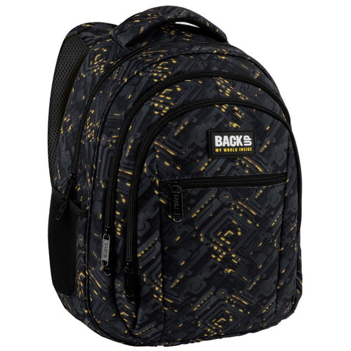 Mochila escolar BackUP O 65 Cyber Grid, vista frontal