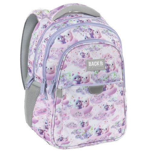 Mochila BackUP P 23 com ursinhos pastel, vista frontal