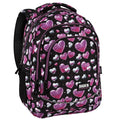 Mochila BackUP X 32 com corações rosa e prateados, vista frontal