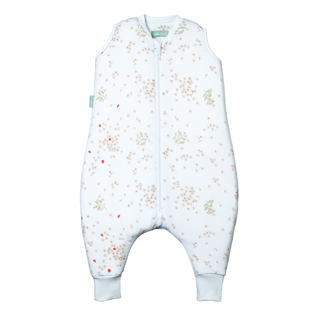 Saco de dormir MolisandCo TOG 1.0 com pés Poppy, fotografia de produto da marca sobre fundo branco