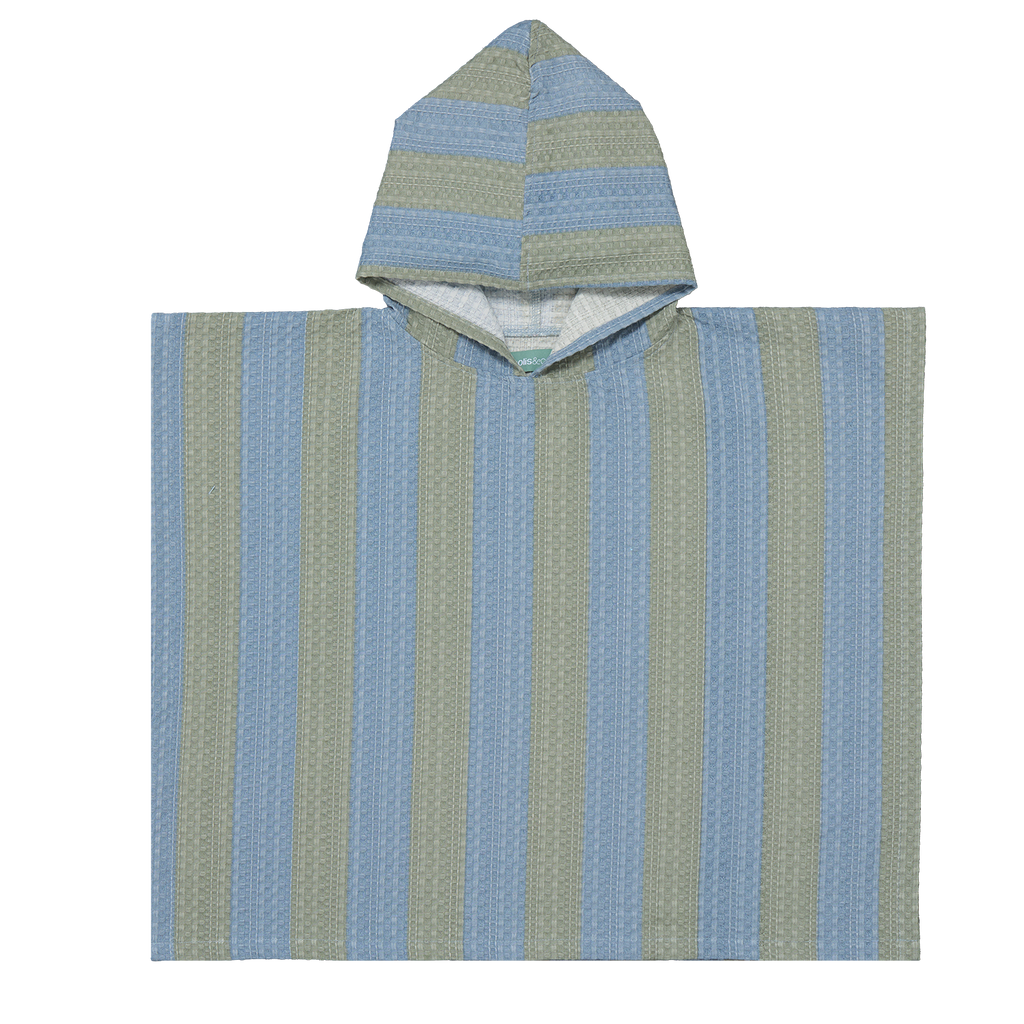 MolisandCo Poncho de banho Khaki & Blue Stripes