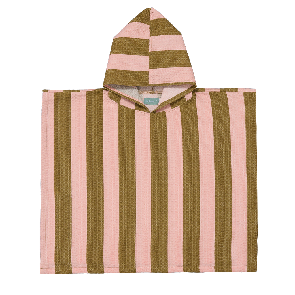 MolisandCo Poncho de banho Khaki & Rose Stripes