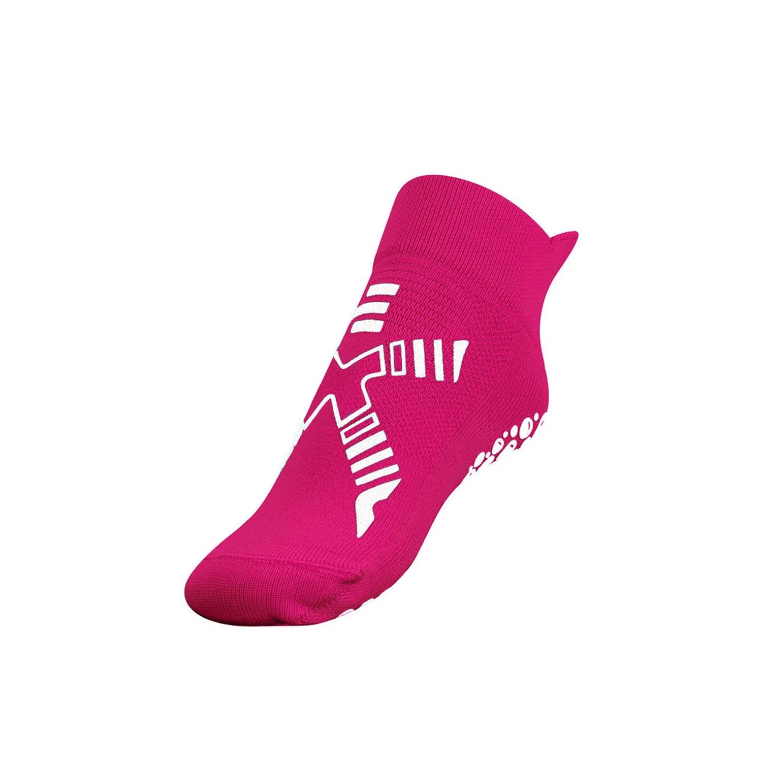 Meia antiderrapante rosa Pool Kids – Meia rosa com detalhe branco lateral, design ergonómico e tecido técnico antiderrapante, ideal para piscinas e superfícies molhadas.