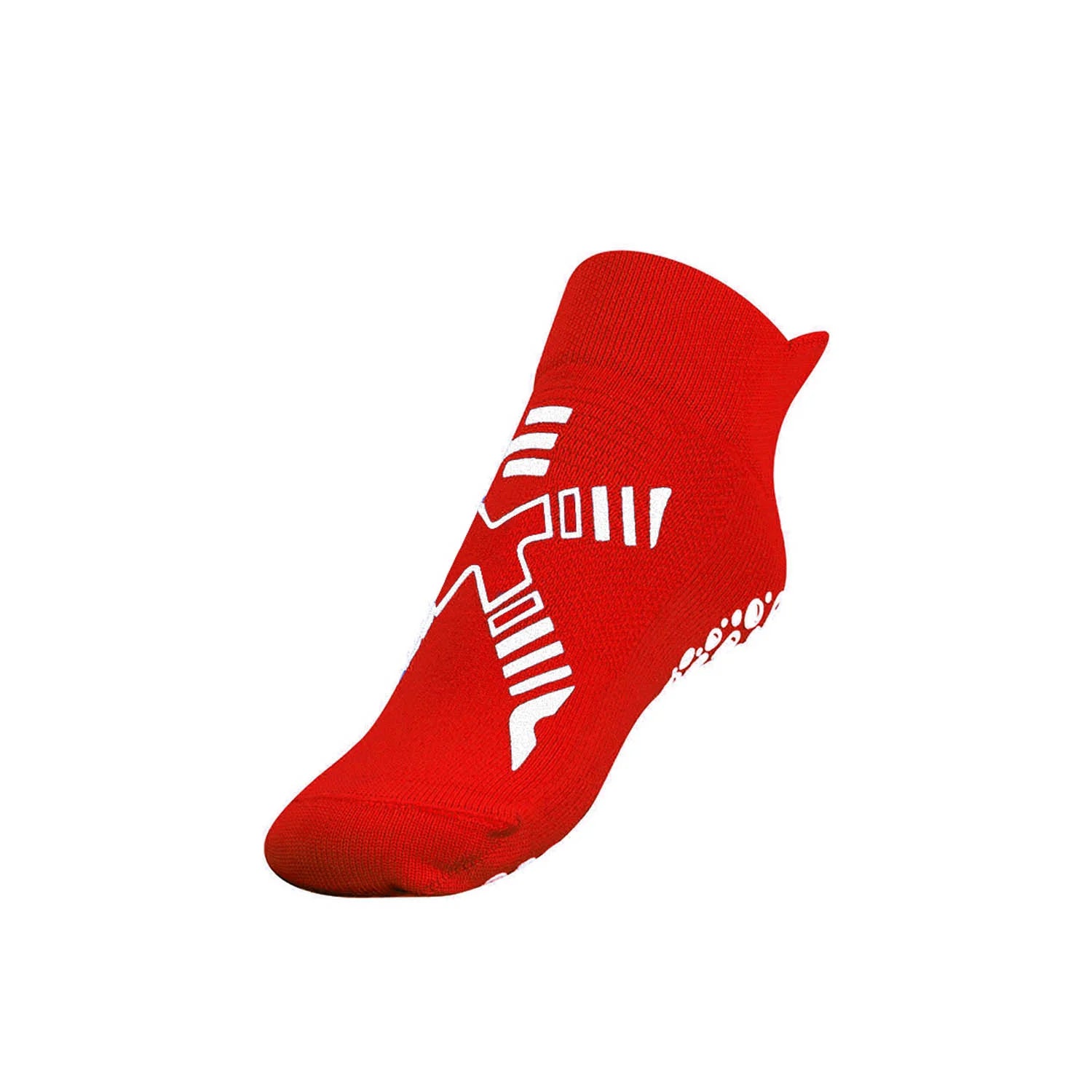 Meia antiderrapante vermelha Pool Kids – Modelo vermelho com detalhe branco lateral e solado antiderrapante, garantindo estabilidade e proteção ao utilizador.