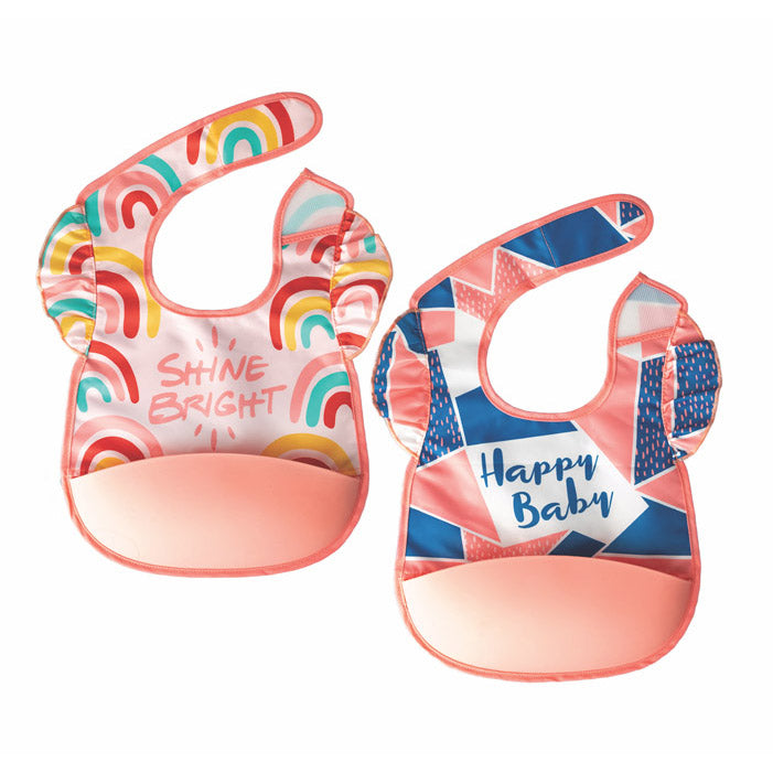 Tiny Twinkle Pack 2 Babetes impermeáveis com bolso em silicone 6-24m