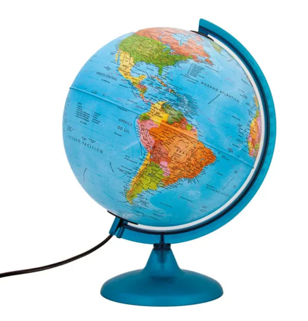 Globo terrestre Tecnodidattica Night and Day 25cm com mapa político detalhado e luz desligada.