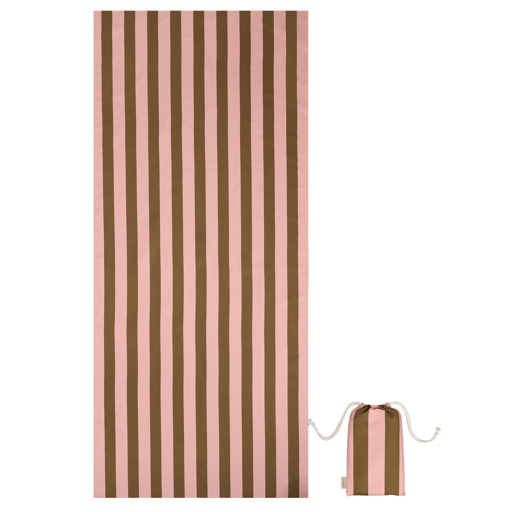MolisandCo Toalha de microfibra Khaki & Rose Stripes