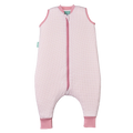 Saco de dormir com pés MolisandCo TOG 1.0 VICHY PINK, padrão xadrez rosa e branco, com fecho frontal e acabamentos em rosa.
