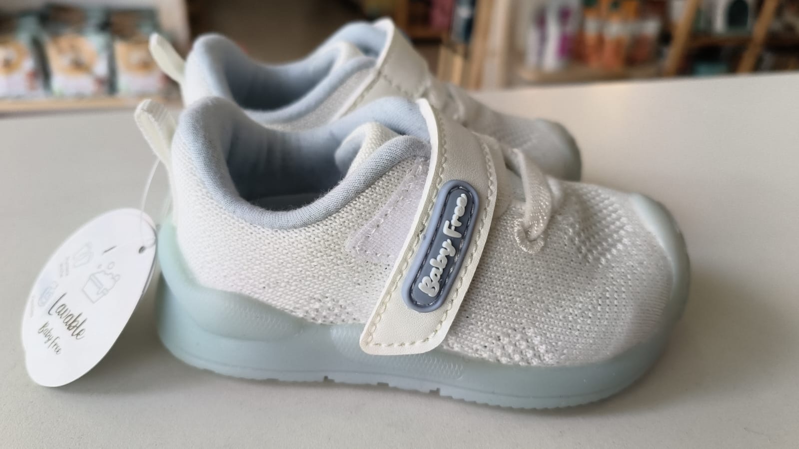 BabyFree Barefoot Sapatilha Branco e Azul