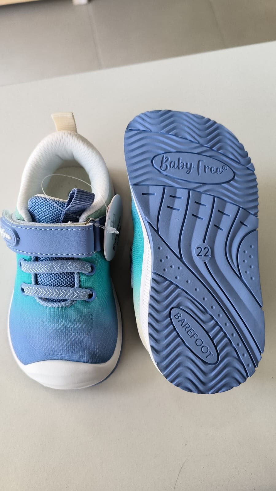 BabyFree Barefoot Sapatilha Branco - Azul