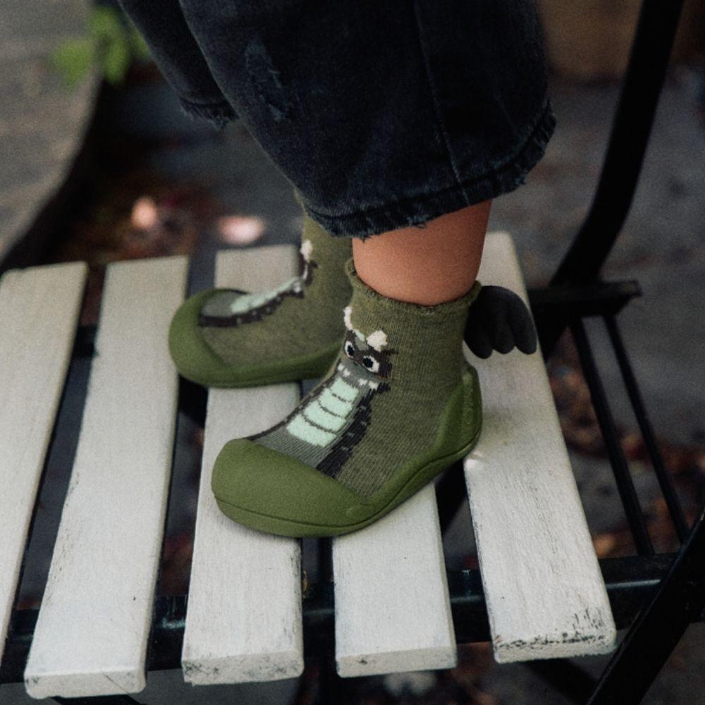 Attipas Dragon Khaki, calçado barefoot para bebé