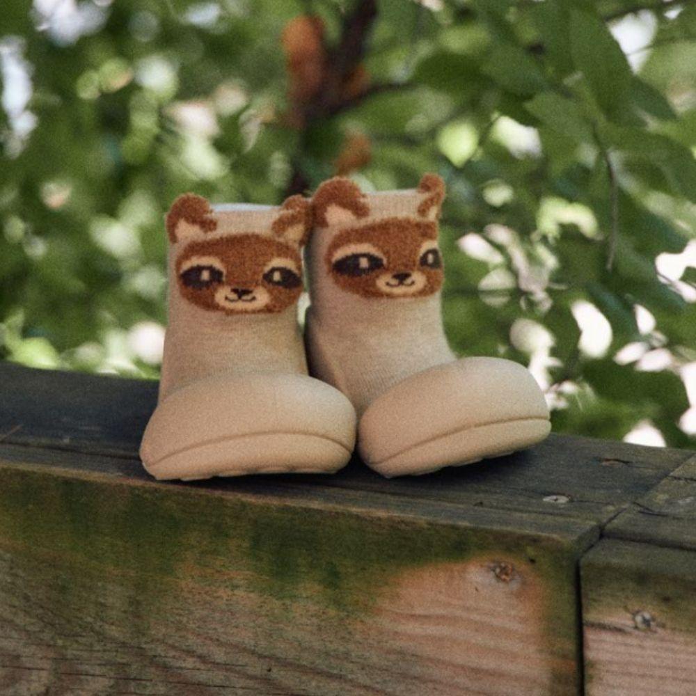 Attipas Zootopia Racoon Beige, calçado barefoot para bebé