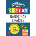 Capa do jogo de cartas Aprendo com Cartas Bandeiras e Países da Editora Fábula, mostrando o logótipo, o título e a faixa etária de 7-10 anos.