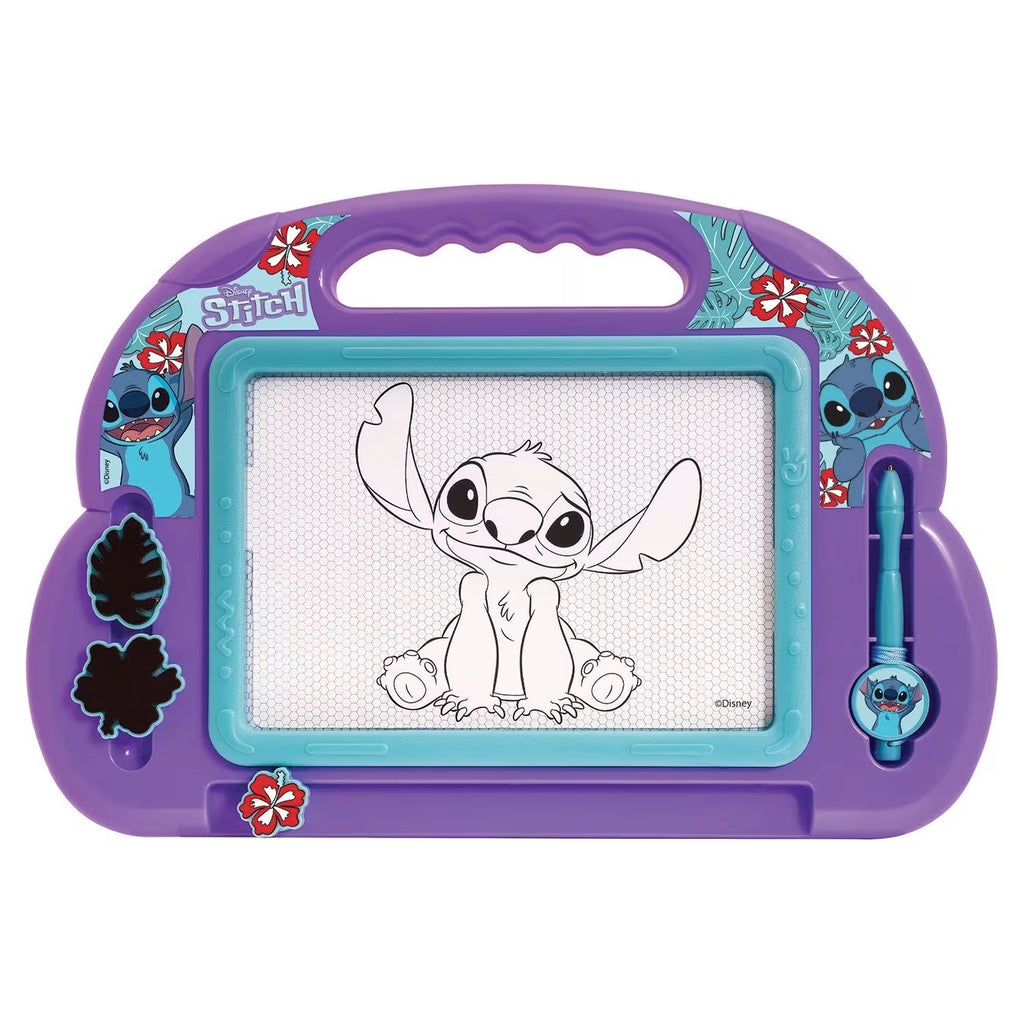 Quadro magnético roxo do Stitch exibindo um desenho grande e nítido do personagem Stitch no centro.