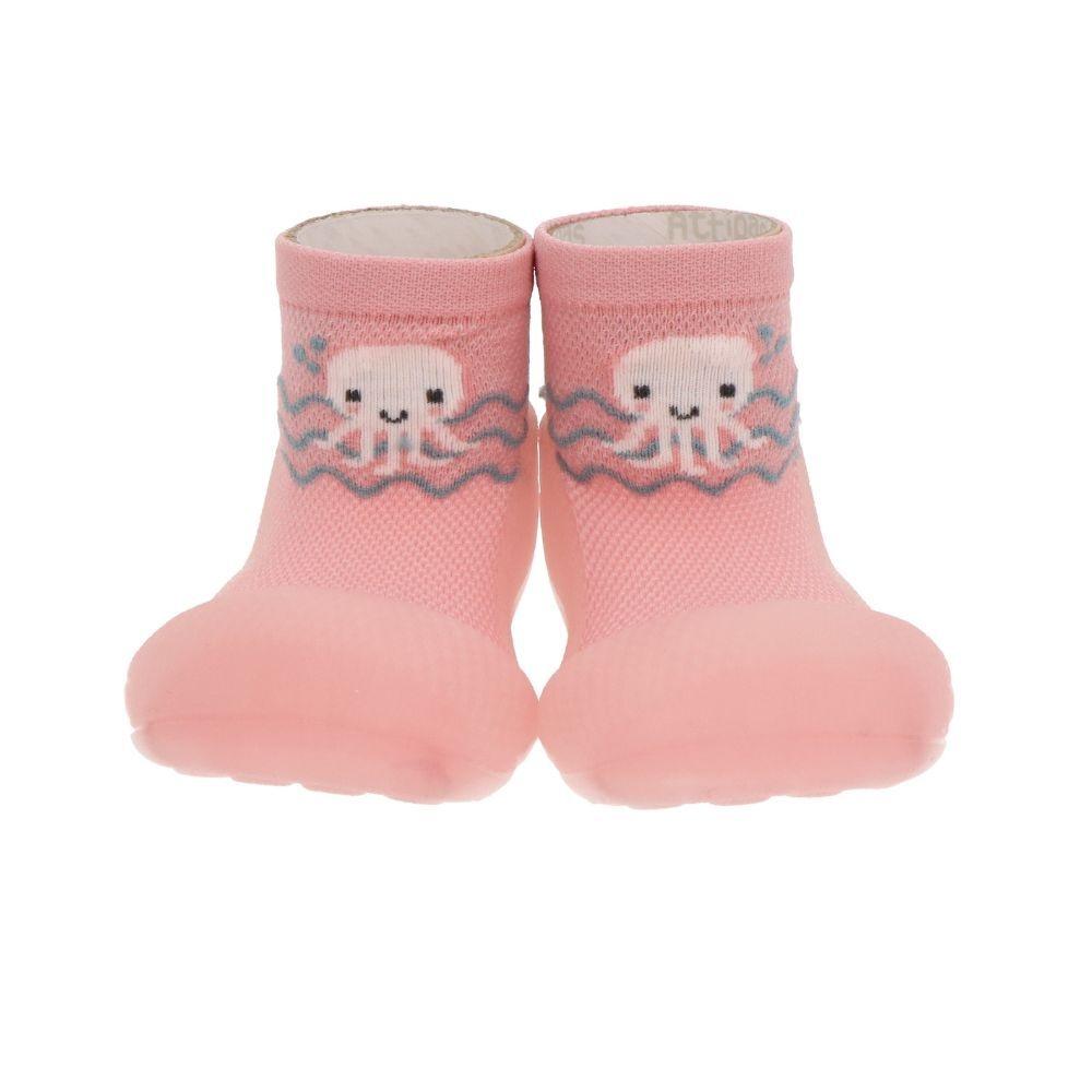 Sapatilhas de água Attipas Aqua Octopus Pink com padrão de polvo para bebés.