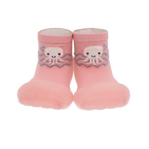 Sapatilhas de água Attipas Aqua Octopus Pink com padrão de polvo para bebés.