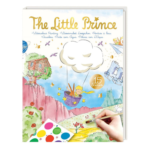 Livro de aguarelas do Principezinho com ilustrações para pintar com água