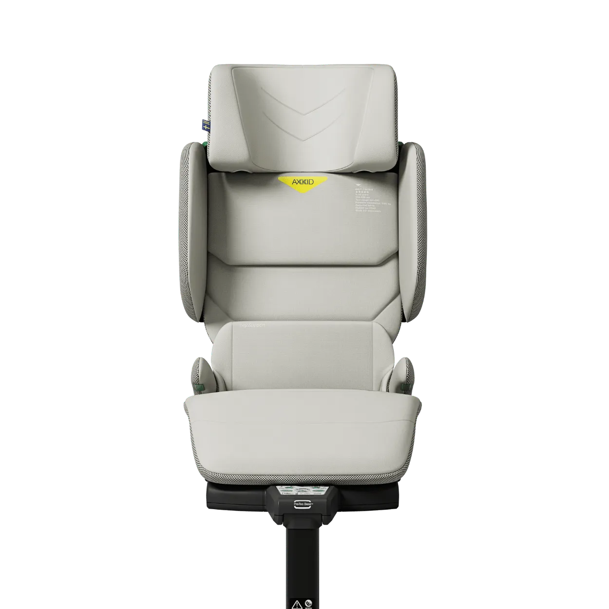 Cadeira auto Axkid Up cinza claro (Granite) dobrada (QuickFold), vista superior.