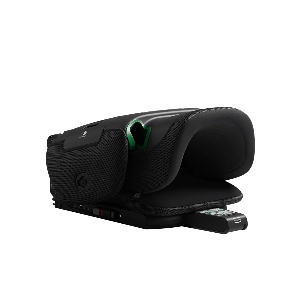 Cadeira auto Axkid Up preta (Tar) dobrada (QuickFold), vista superior.
