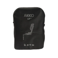 Saco de transporte preto da Axkid UP com o logótipo e um diagrama esquemático da cadeira auto dobrada no centro.