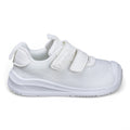 Sapatilha barefoot infantil BabyFree em malha mesh branca com duplo fecho de velcro