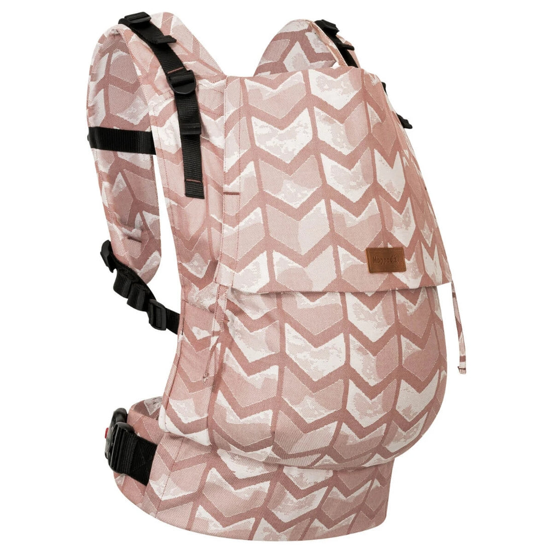 Mochila Hoppediz Ajustável Buckle Toddler Amsterdam Rose em fundo branco, destacando o design minimalista e as alças ergonômicas.