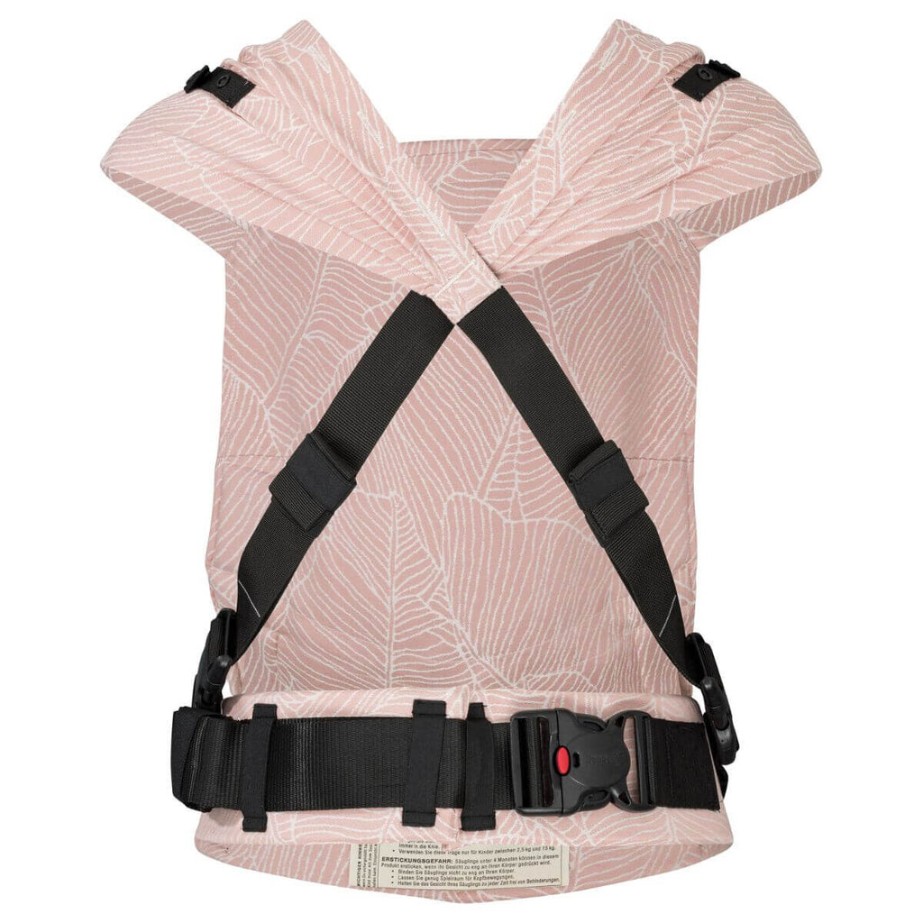 Mochila Hoppediz Primeo Grenada rose vista de costas, com as alças cruzadas.