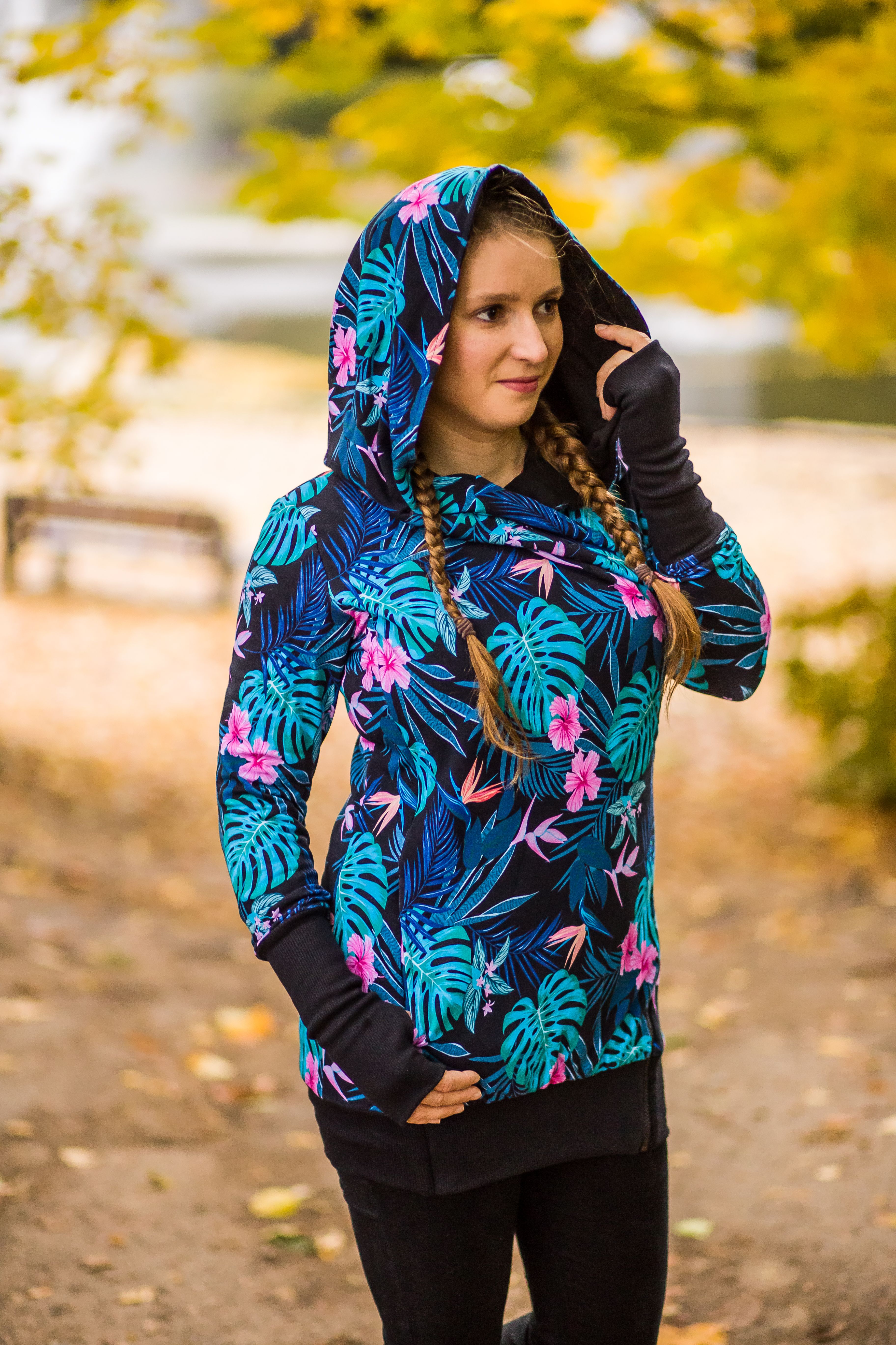 Greyse Babywearing Sweatshirt 5 In 1 Blue Monstera