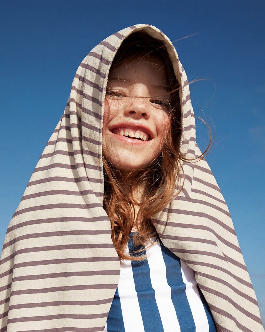 MolisandCo Toalha de microfibra Cream & Brown Stripes