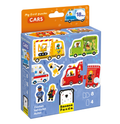 Caixa do puzzle Banana Panda My First Puzzles Cars, mostrando 8 puzzles de 2 peças com veículos coloridos e indicação de idade 18m+.