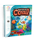 Capa do jogo de viagem magnético Smart Games Recife de Coral, mostrando o título, a idade (4+) e o número de desafios (48).