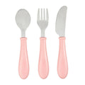 Conjunto de 3 talheres infantis Beaba em aco inoxidavel rosa