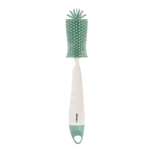 Escova de silicone 2 em 1 Béaba em verde sálvia para limpar biberões e tetinas