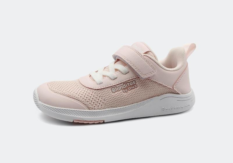 Desportivo vegano infantil Blanditos Venus 2 rosa, com fecho de velcro e atacadores elásticos, sola branca e malha respirável.