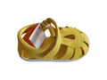 Sandália infantil respeitadora Blanditos by Crio's India Amarelo vista lateral. Calçado minimalista flexível.