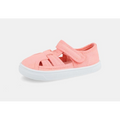 Sapatilhas de lona barefoot para criança modelo Molly em cor coral da marca Blanditos by Crio's com fecho de velcro.