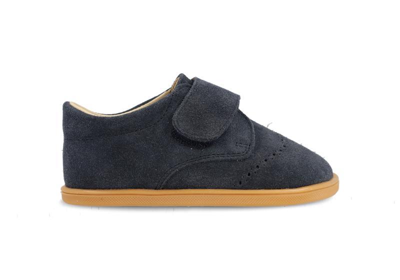 Sapato barefoot de cerimonia Blanditos Quito em couro e camurca azul marinho