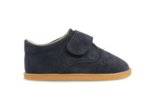 Sapato barefoot de cerimonia Blanditos Quito em couro e camurca azul marinho