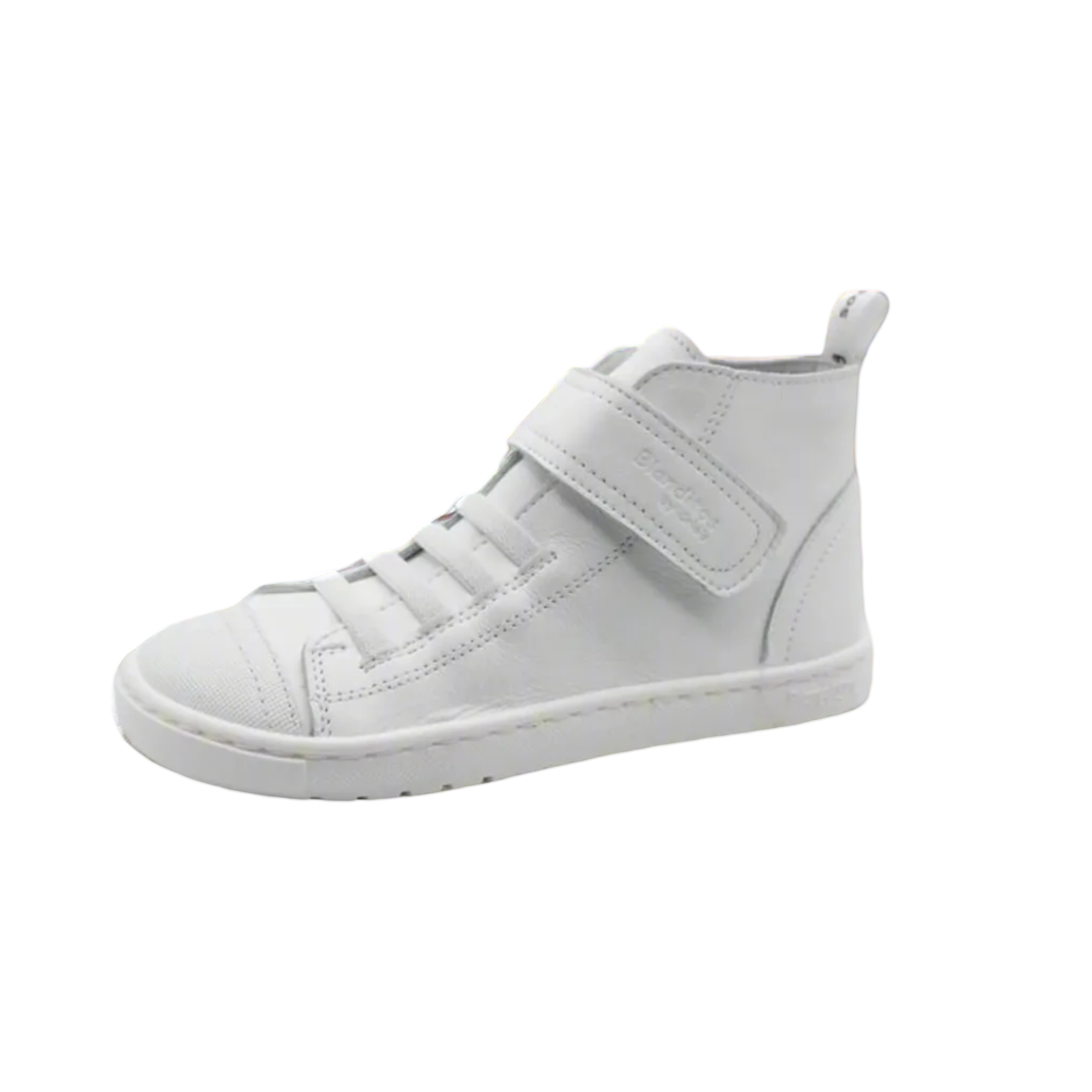 Sapatilha alta barefoot Blanditos Tokyo na cor Blanco (branco total). Calçado respeitador infantil da Crio's com biqueira larga, sola fina e flexível. Calçado Barefoot.