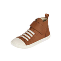 Sapatilha infantil Blanditos Tokyo Ocre (castanho claro/amarelado). Calçado respeitador e barefoot da Crio's com biqueira larga branca e sola flexível. Calçado Barefoot com velcro.
