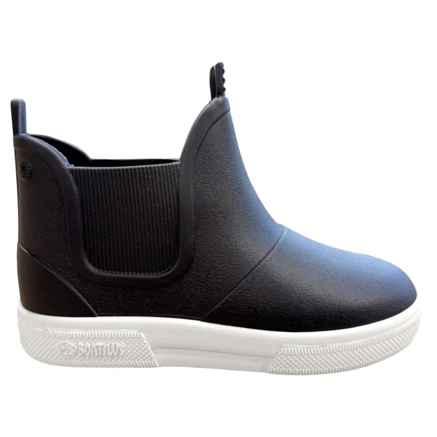 Galochas infantis Boatilus Baby Beatly Navy White em azul escuro e sola branca antiderrapante