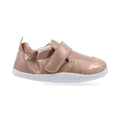 Sapatilhas barefoot Bobux XP Go em pele macia cor Rose Gold para primeiros passos