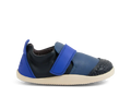 Sapatilhas barefoot Bobux Xplorer Go em pele azul Vintage Indigo com velcro para bebé