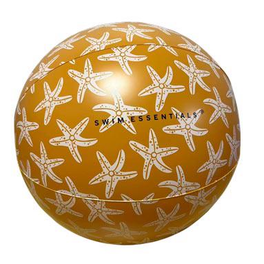 Bola insuflável Swim Essentials amarela com estrelas do mar brancas.