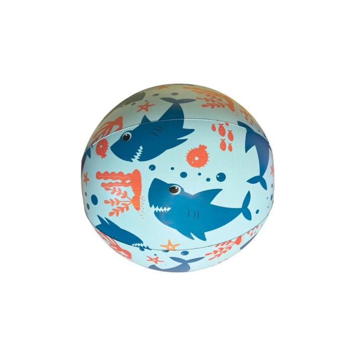 Bola insuflável Swim Essentials azul claro com tubarões e elementos marinhos.