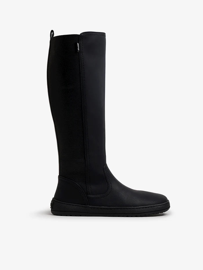 Botas barefoot Mustang Free Alask pretas de mulher com cano alto e fecho lateral