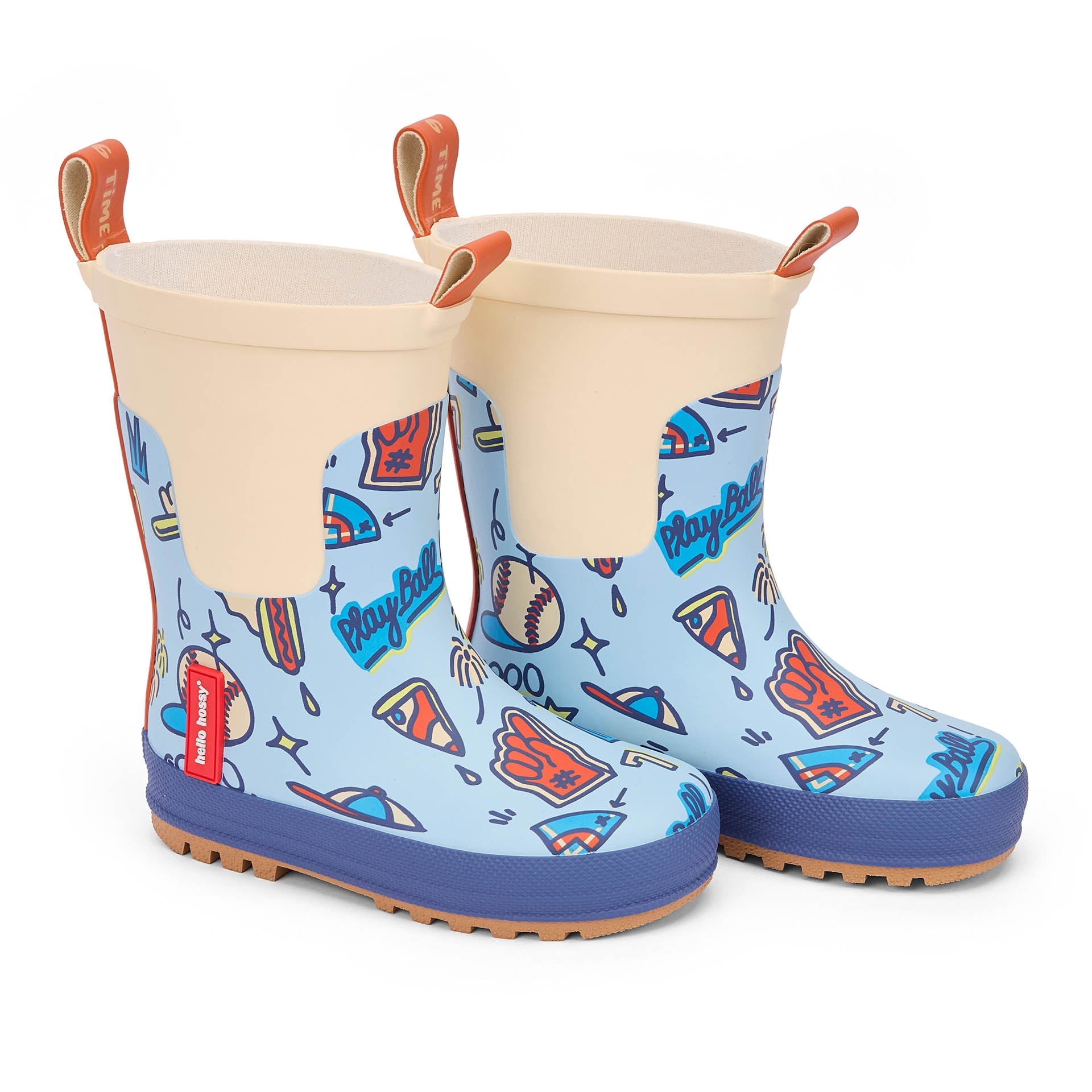 Botas de chuva Hello Hossy Baseball Game, detalhe do padrão
