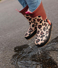 Botas de chuva Hello Hossy Léopard, estampado animal print marrom e preto