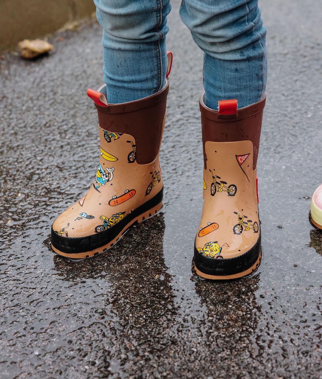 Botas de chuva Hello Hossy Mascots Ride, estampado castanho